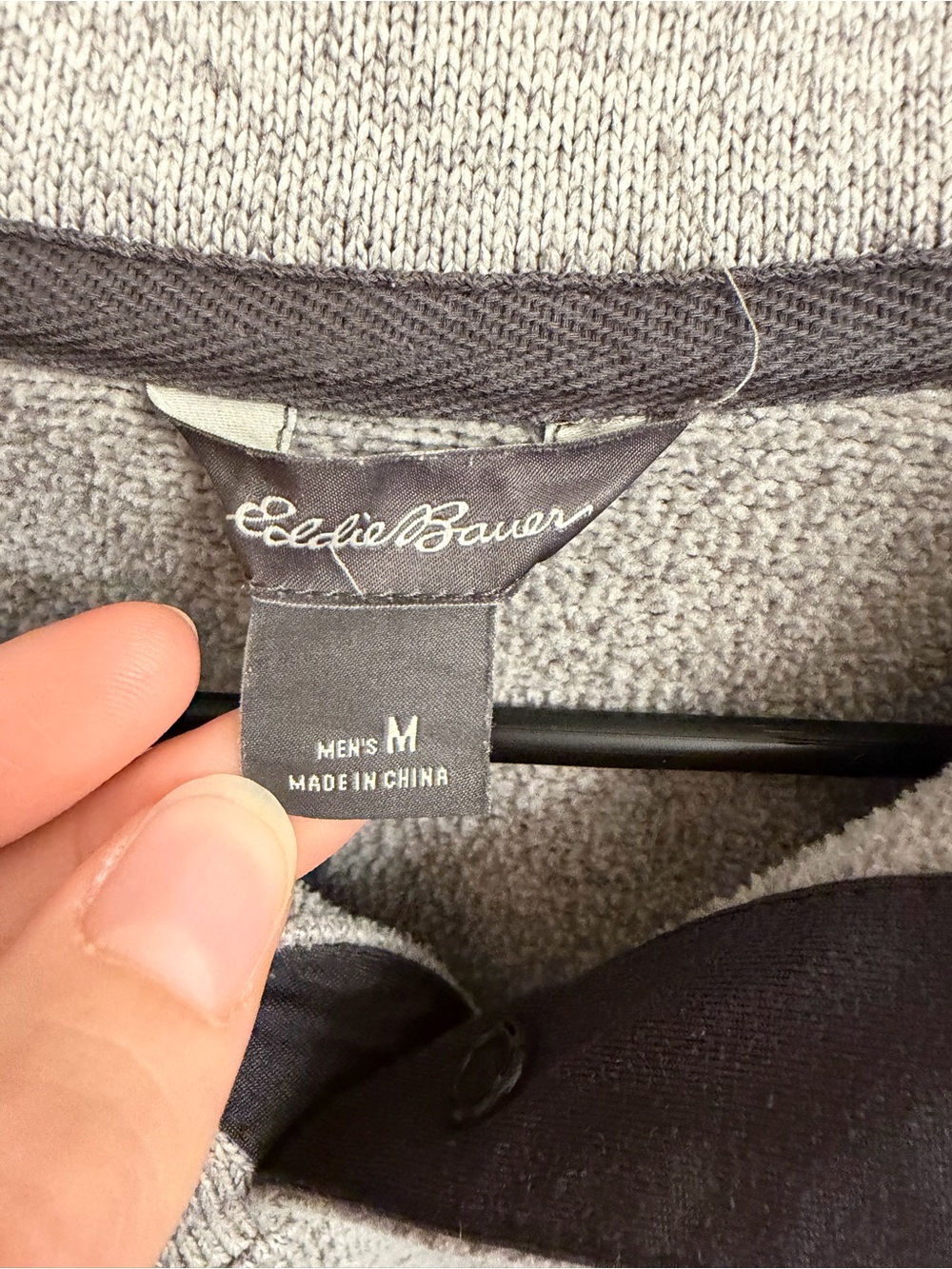 Eddie Bauer Gray Quarter-Snap Fleece Pullover - Picture 2 of 3